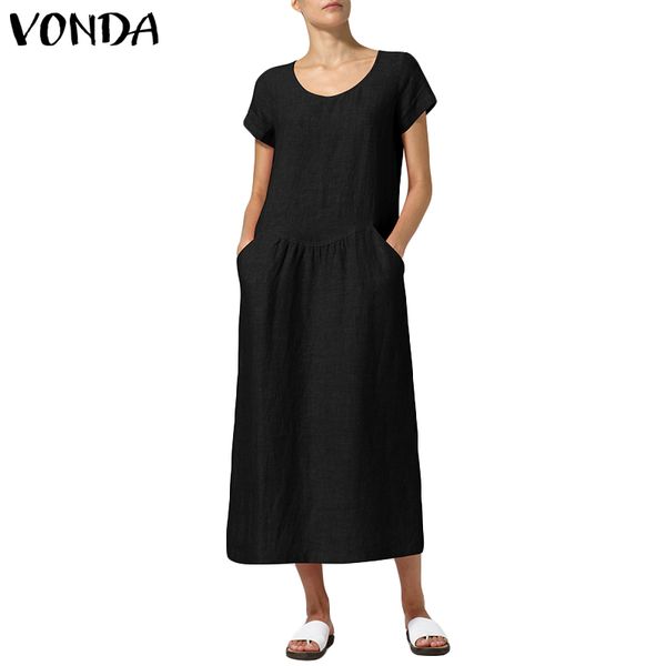 vonda women dress 2019 summer casual loose vintage mid-calf long maxi dresses v neck short sleeve vestidos plus size, Black;gray
vonda women dress 2019 summer casual loose vintage mid-calf long maxi dresses v neck short sleeve vestidos plus size, Black;gray