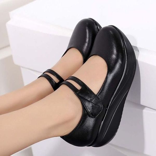 us4-11 womens black leather pumps shoes round toe wedge heels summer plus size ladies c562
us4-11 womens black leather pumps shoes round toe wedge heels summer plus size ladies c562