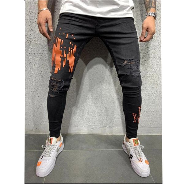 mens cool designer brand pencil jeans skinny ripped destroyed stretch slim fit hop hop pants with holes for men printed jeans, Blue
mens cool designer brand pencil jeans skinny ripped destroyed stretch slim fit hop hop pants with holes for men printed jeans, Blue