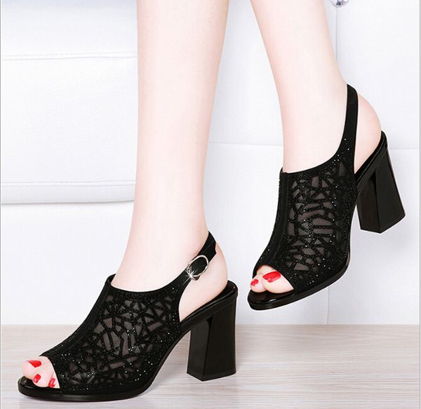 fish mouth sandals 2020 summer new women's thick with high heels korean version of the wild summer yarn with women's shoes, Black
fish mouth sandals 2020 summer new women's thick with high heels korean version of the wild summer yarn with women's shoes, Black