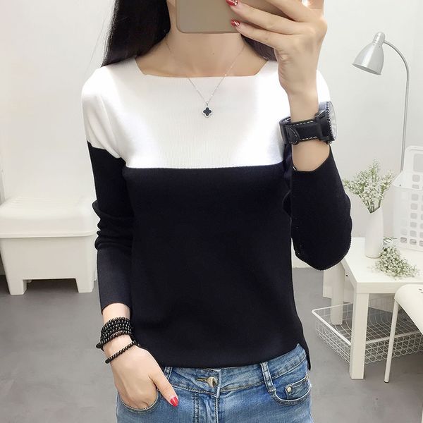 autumn winter sweater women 2019 knitted high elastic jumper women sweaters and pullovers female black pink ladies, White;black
autumn winter sweater women 2019 knitted high elastic jumper women sweaters and pullovers female black pink ladies, White;black