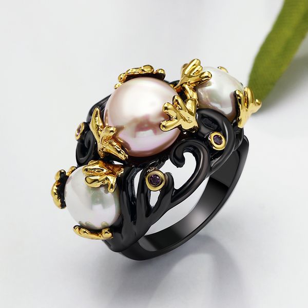 big pearl ring 2 tone plate by black gold and gold pave setting with amethyst cubic zirconia stone wholesale ring pearls, Golden;silver
big pearl ring 2 tone plate by black gold and gold pave setting with amethyst cubic zirconia stone wholesale ring pearls, Golden;silver