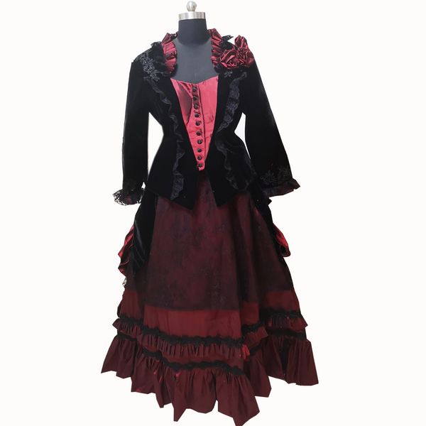 new red vintage costumes 18th duchess retro medieval renaissance reenactment theatre civil war victorian dress d-340, Black;red
new red vintage costumes 18th duchess retro medieval renaissance reenactment theatre civil war victorian dress d-340, Black;red