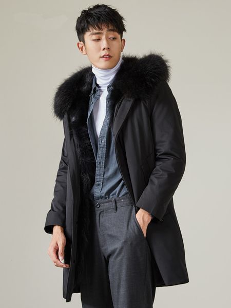 new men's jacket raccoon fur hooded jacket winter raccoon fur long men's clothing, Black
new men's jacket raccoon fur hooded jacket winter raccoon fur long men's clothing, Black
