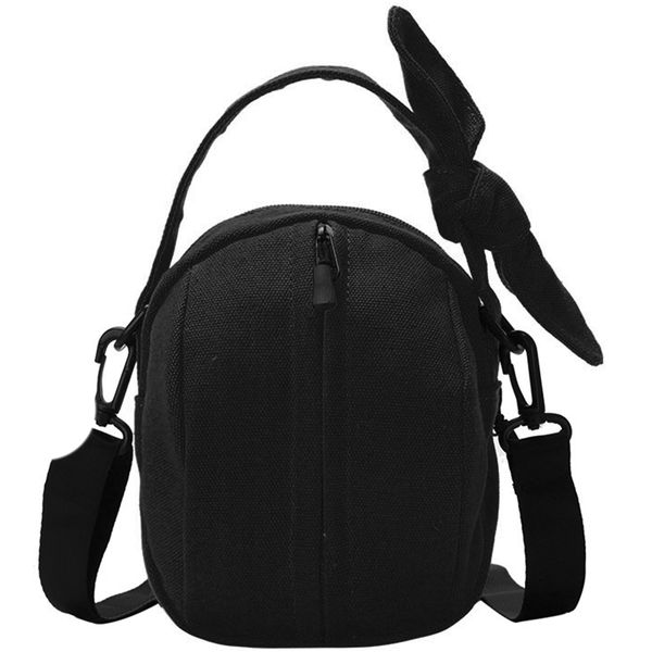 ins canvas small bag female new mobile phone bag tied female korean version of the wild student shoulder black