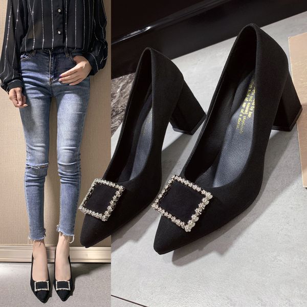 square heel high heels autumn new pointed shallow mouth suede single shoes simple comfort women's shoes fashion black work
square heel high heels autumn new pointed shallow mouth suede single shoes simple comfort women's shoes fashion black work