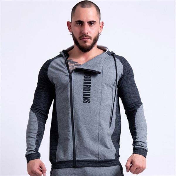 

men fitness hoodies colors splicing hooded collar male side zipper opening quick dry bodybuilding plus size 3xl jackets, Black;red