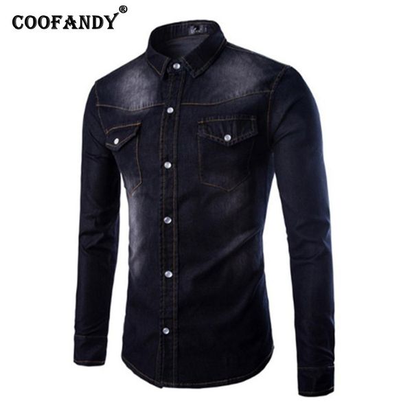 men fashion turn down collar long sleeve solid denim causal shirt regular patchwork all seasons pocket, White;black
men fashion turn down collar long sleeve solid denim causal shirt regular patchwork all seasons pocket, White;black