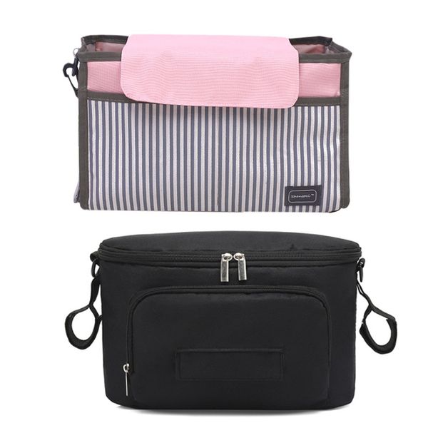 2pcs baby carrying bag pram accessories storage crib organizer toy diaper pocket - red & black