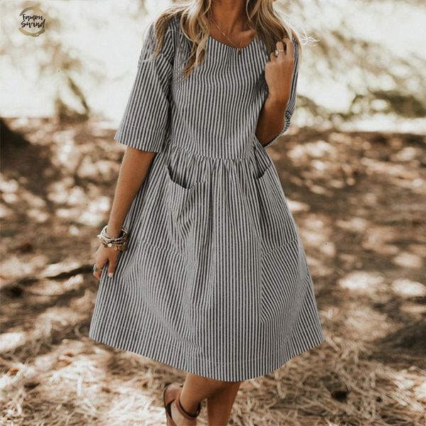 summer striped dress women vintage half sleeve pockets dresses 2019 plus size casual baggy sundress female vestido robe, Black;gray
summer striped dress women vintage half sleeve pockets dresses 2019 plus size casual baggy sundress female vestido robe, Black;gray