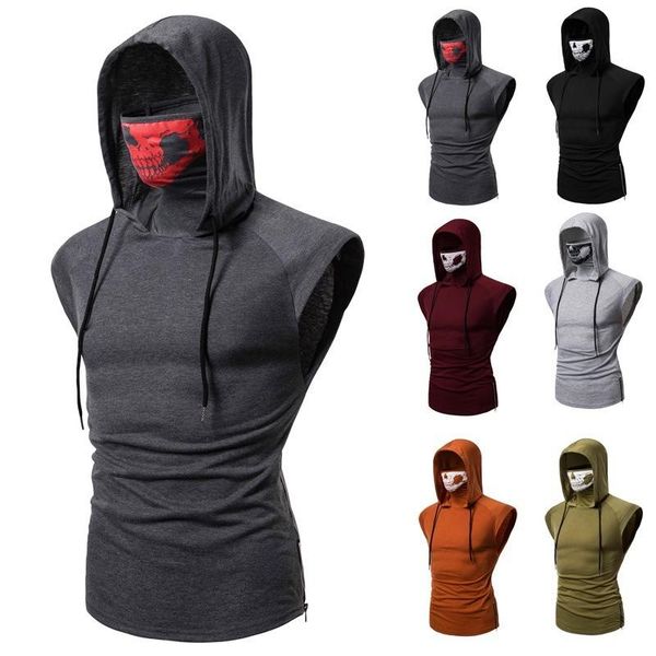 2020 men tshirt hooded solid color design pullover skull masked paneled high collar fashion new arrival sleeveless tank vest dl276, White;black
2020 men tshirt hooded solid color design pullover skull masked paneled high collar fashion new arrival sleeveless tank vest dl276, White;black