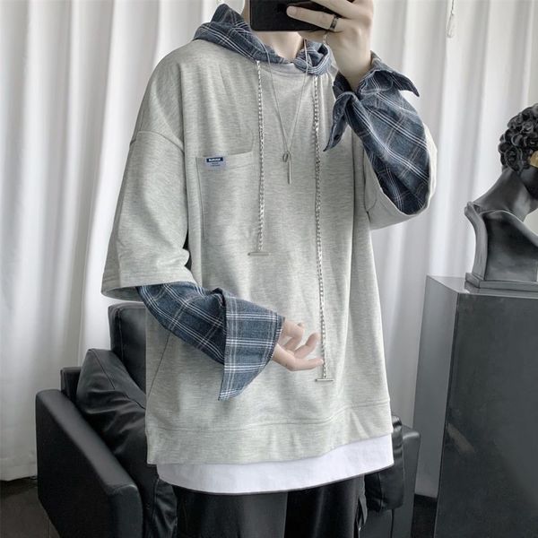autumn cotton hoodies men's fashion plaid stitching casual hooded sweatshirt men streetwear loose hip hop pullover hoodie mens, Black
autumn cotton hoodies men's fashion plaid stitching casual hooded sweatshirt men streetwear loose hip hop pullover hoodie mens, Black