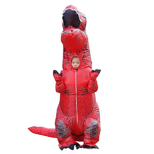 t-rex dinosaur inflatable costume halloween blow up suit red mascot costume for kids, Red;yellow