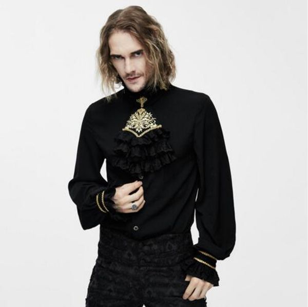 devil fashion victorian gothic men's silk tie shirt steampunk classic black white tuxedo shirts with lace collar male blouses, White;black
devil fashion victorian gothic men's silk tie shirt steampunk classic black white tuxedo shirts with lace collar male blouses, White;black