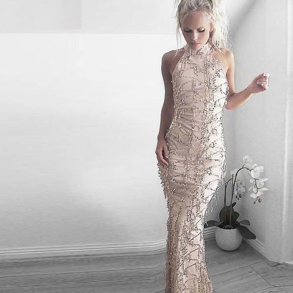 a generation of fat 2019 european and american new summer halter dress fringed sequined long dress, White;black
a generation of fat 2019 european and american new summer halter dress fringed sequined long dress, White;black