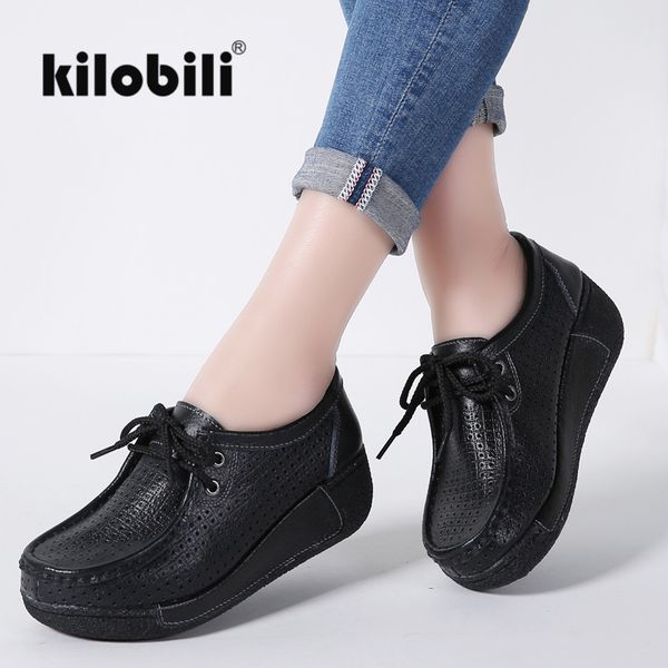 kilobili 2018 women flat platform shoes genuine leather cut out lace up heel moccasins ladies female casual footwears summer, Black
kilobili 2018 women flat platform shoes genuine leather cut out lace up heel moccasins ladies female casual footwears summer, Black