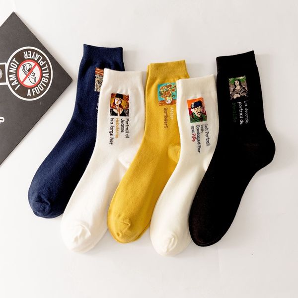 world famous painting all cotton middle tube female socks illustration women's cotton socks high tube retro fashion, Black;white
world famous painting all cotton middle tube female socks illustration women's cotton socks high tube retro fashion, Black;white
