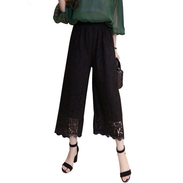 2020 pantalones mujer lace women's trouser summer calf length loose pants elastic waist wide leg pants plus size 4xl, Black;white
2020 pantalones mujer lace women's trouser summer calf length loose pants elastic waist wide leg pants plus size 4xl, Black;white