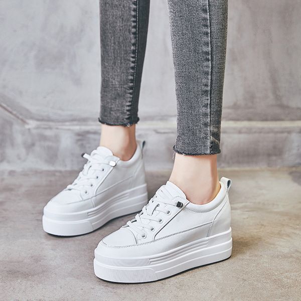 women's chunky sneakers 2019 spring autumn genuine leather casual lace up white shoes for woman sneaker female autumn shoes, Black
women's chunky sneakers 2019 spring autumn genuine leather casual lace up white shoes for woman sneaker female autumn shoes, Black