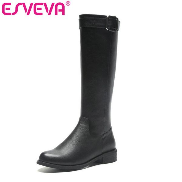 esveva 2020 shoes women knee-high boots square med heel pu+leather boots fashion platform buckle motorcycle size 34-39, Black
esveva 2020 shoes women knee-high boots square med heel pu+leather boots fashion platform buckle motorcycle size 34-39, Black