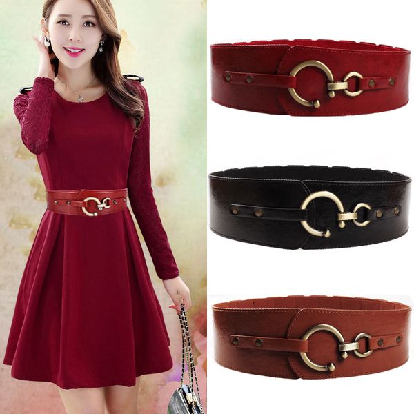 new fashion leather wide belts for women's dress buckle elastic cinch stretch cummerbunds women waistband ladies adornment, Black;brown
new fashion leather wide belts for women's dress buckle elastic cinch stretch cummerbunds women waistband ladies adornment, Black;brown
