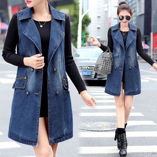 2020 new spring autumn women vest plus size denim female jacket fashion double-breasted long sleeveless waistcoat, Black;white
2020 new spring autumn women vest plus size denim female jacket fashion double-breasted long sleeveless waistcoat, Black;white
