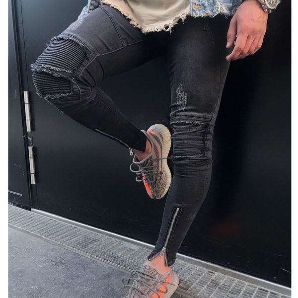 men knee eversion ripped big hole men jeans 2018 new streetwear skateboard straight pants man casual elastic trousers, Blue
men knee eversion ripped big hole men jeans 2018 new streetwear skateboard straight pants man casual elastic trousers, Blue