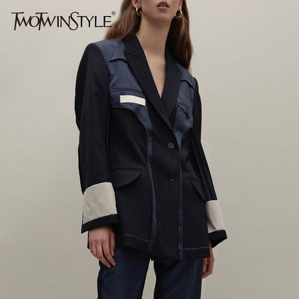 twotwinstyle patchwork women blazer jacket lapel long sleeve blazers coat female fashion clothes england style 2019 autumn, White;black
twotwinstyle patchwork women blazer jacket lapel long sleeve blazers coat female fashion clothes england style 2019 autumn, White;black