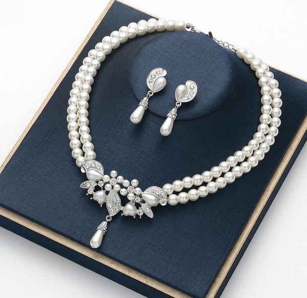 the latest bride wedding jewelry set pearl necklace earrings two-piece set birthday party dinner dress accessories with box in, White
the latest bride wedding jewelry set pearl necklace earrings two-piece set birthday party dinner dress accessories with box in, White