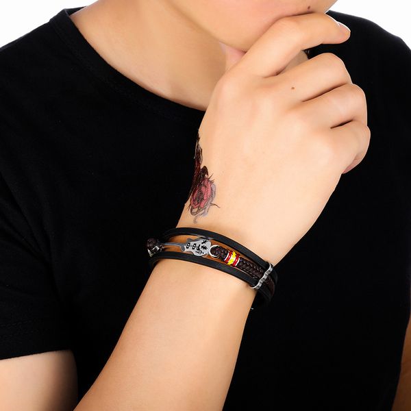 stainless steel guitar bracelets silver customized punk personalized leather bracelet men rope bangle, Golden;silver
stainless steel guitar bracelets silver customized punk personalized leather bracelet men rope bangle, Golden;silver