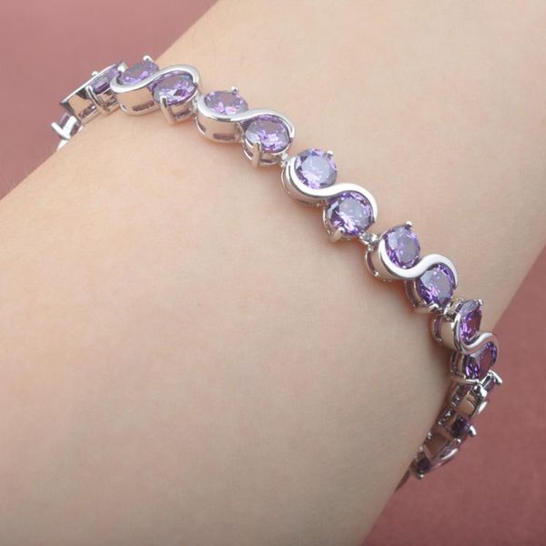 purple zircon round shape silver color for women fashion link chain bracelet os0186, Black
purple zircon round shape silver color for women fashion link chain bracelet os0186, Black