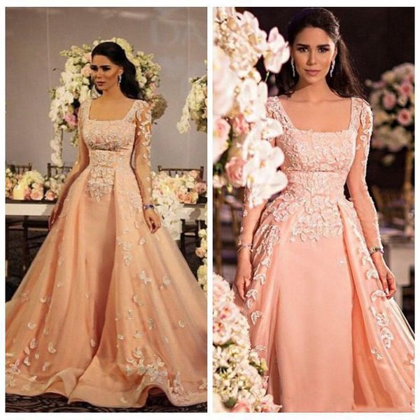 long sleeves prom dresses for women lace applique formal evening dressess square zipper plus size party gowns, White;black
long sleeves prom dresses for women lace applique formal evening dressess square zipper plus size party gowns, White;black