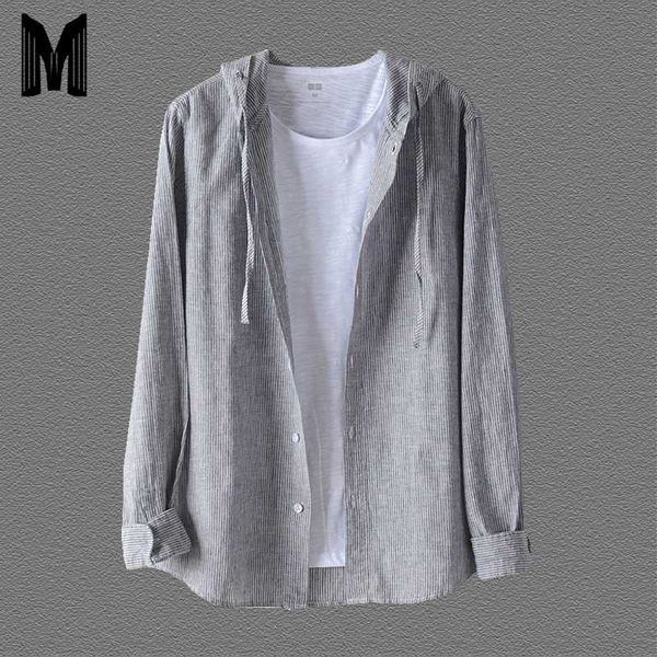 2020 new summer long sleeved shirts men 55% linen 45%cotton gray stripe casual plus size hooded shirt y1647, White;black
2020 new summer long sleeved shirts men 55% linen 45%cotton gray stripe casual plus size hooded shirt y1647, White;black