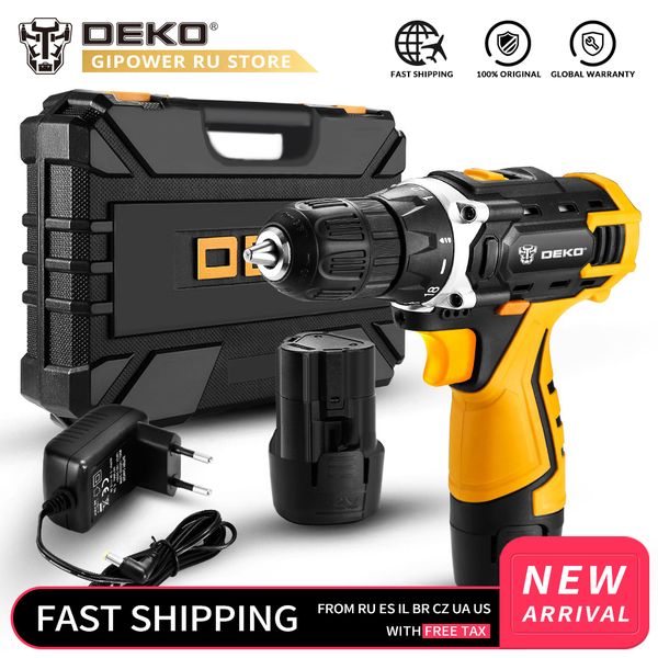 deko new banger 12v cordless drill with lithium battery led light mini wireless power driver dc electric screwdriver power tool
deko new banger 12v cordless drill with lithium battery led light mini wireless power driver dc electric screwdriver power tool