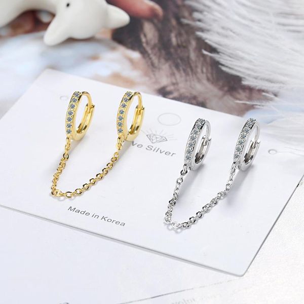 2020 simple double-ear hole chain 925 sterling silver earrings for women single row cz jewelry long earrings girl kids gifts, Golden;silver
2020 simple double-ear hole chain 925 sterling silver earrings for women single row cz jewelry long earrings girl kids gifts, Golden;silver