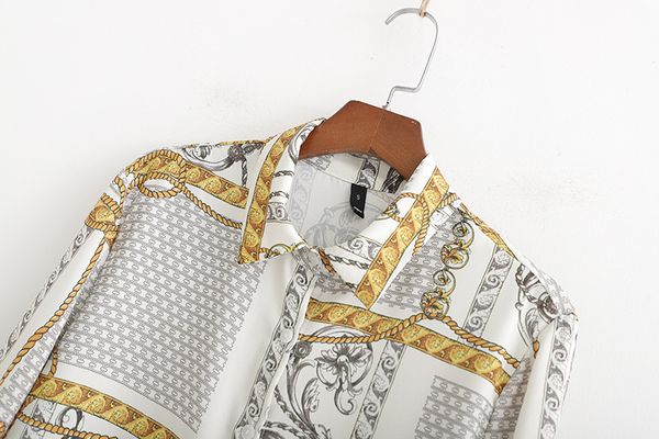 western style women's dress 2019 summer new style fold-down collar hem da jie lian article print shirt women's, White
western style women's dress 2019 summer new style fold-down collar hem da jie lian article print shirt women's, White