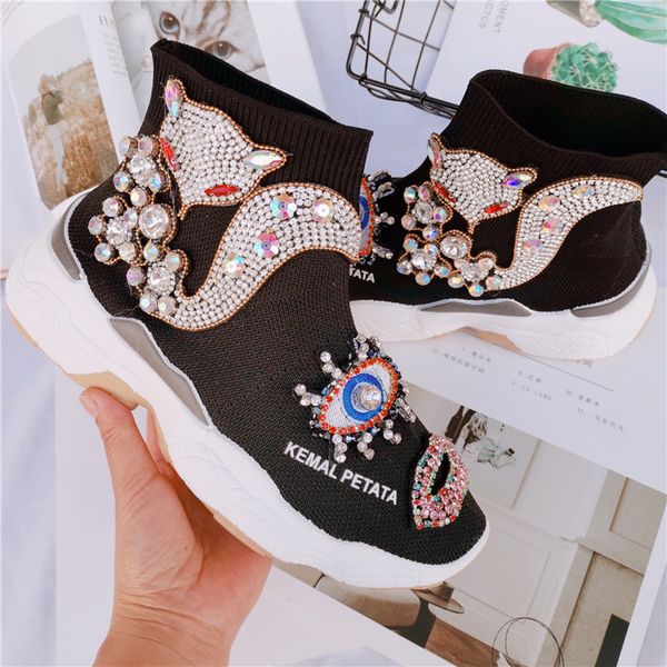 bling rhinestones sock boots women stretch fabric platform ankle boots 2019 crystals sneakers casual shoes woman basket femme, Black
bling rhinestones sock boots women stretch fabric platform ankle boots 2019 crystals sneakers casual shoes woman basket femme, Black