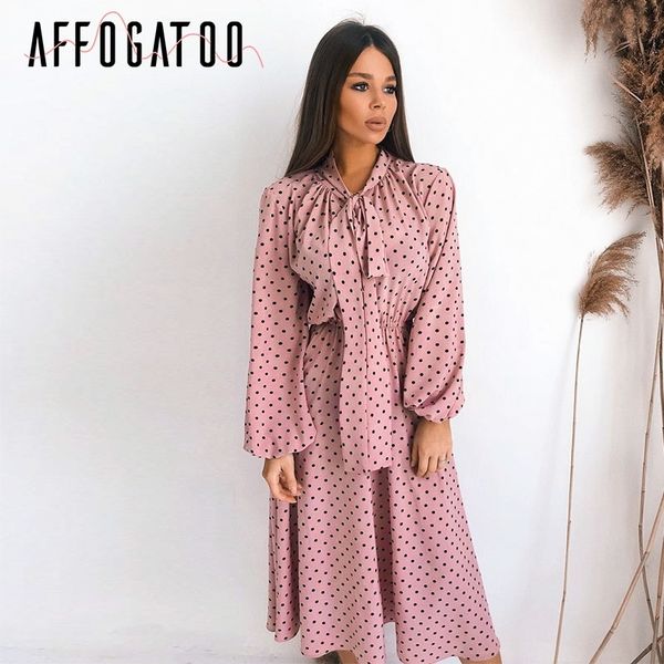affogatoo elegant polka dot maxi pink dress women autumn winter lantern sleeve long dress casual holiday ladies bow party dress, Black;pink
affogatoo elegant polka dot maxi pink dress women autumn winter lantern sleeve long dress casual holiday ladies bow party dress, Black;pink