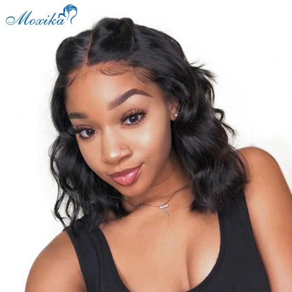 moxika wavy short bob wig lace front human hair wigs 150% pre plucked lace frontal wigs with brazilian wave bob front wig, Black;brown 
moxika wavy short bob wig lace front human hair wigs 150% pre plucked lace frontal wigs with brazilian wave bob front wig, Black;brown