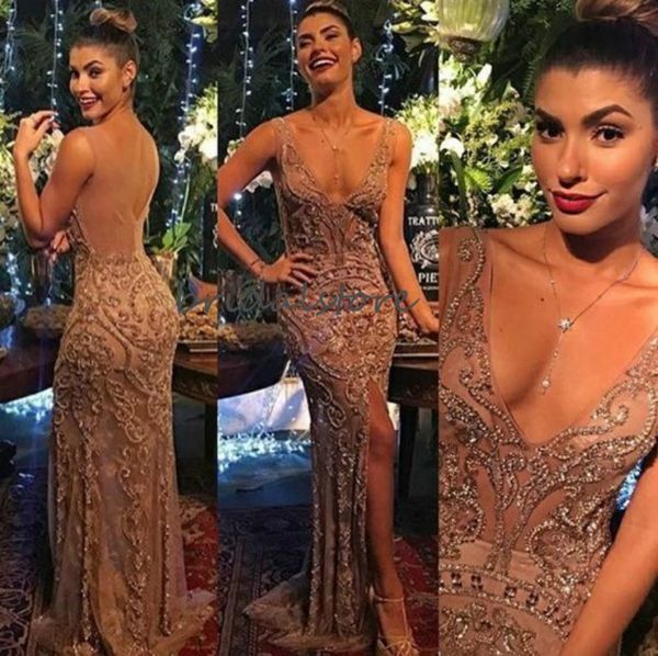 elegant champagne mermaid evening dresses deep v neck crystal prom dresses with slits sheer open back formal evening dress arabic dubai 2020, Black;red
elegant champagne mermaid evening dresses deep v neck crystal prom dresses with slits sheer open back formal evening dress arabic dubai 2020, Black;red
