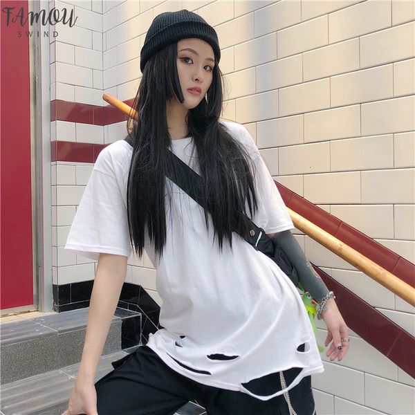 summer korean harajuku style street mourning hole torn loose wild bottoming short sleeved t shirt drop shipping, White
summer korean harajuku style street mourning hole torn loose wild bottoming short sleeved t shirt drop shipping, White