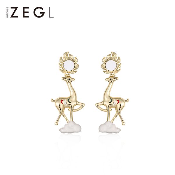 zegl sika deer earrings female temperament fashion earrings simple wild chinese style pendant jewelry, Silver
zegl sika deer earrings female temperament fashion earrings simple wild chinese style pendant jewelry, Silver