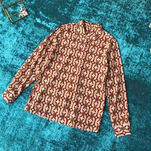 new summer women shirt high-quality silk blouse chain printing retro style comfortable wild novelty classic 0319, White
new summer women shirt high-quality silk blouse chain printing retro style comfortable wild novelty classic 0319, White