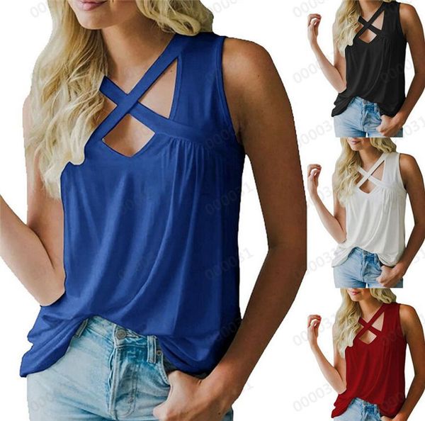 Summer Sleeveless Women Tshirts Ladies Loose Hollow Out Vest Sexy V Neck Cross Fashion Tops New Arrival
Summer Sleeveless Women Tshirts Ladies Loose Hollow Out Vest Sexy V Neck Cross Fashion Tops New Arrival