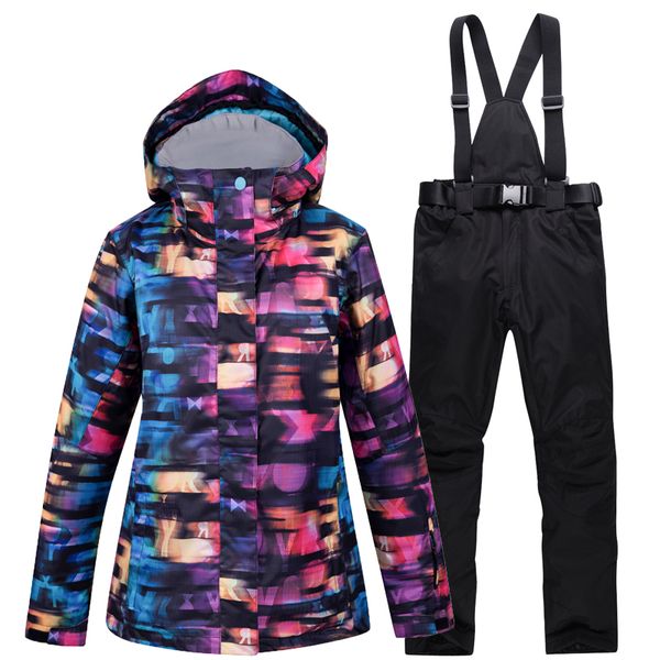 women snowboarding clothing, suit sets, waterproof windproof winter clothing, mountain skiing jacket and winter pants with belt
women snowboarding clothing, suit sets, waterproof windproof winter clothing, mountain skiing jacket and winter pants with belt