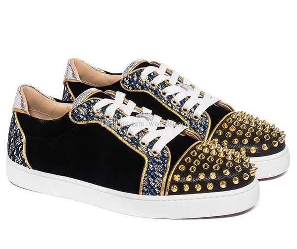 elegant style men's low-sneakers red bottom flat spikes toe shoes , black suede + glitter and gold studs toe fashion junior low cut tra
elegant style men's low-sneakers red bottom flat spikes toe shoes , black suede + glitter and gold studs toe fashion junior low cut tra