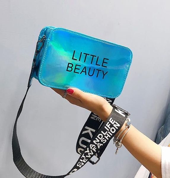 female 2020 new ins wild messenger wide shoulder strap laser small square bag shoulder bags ready to ship