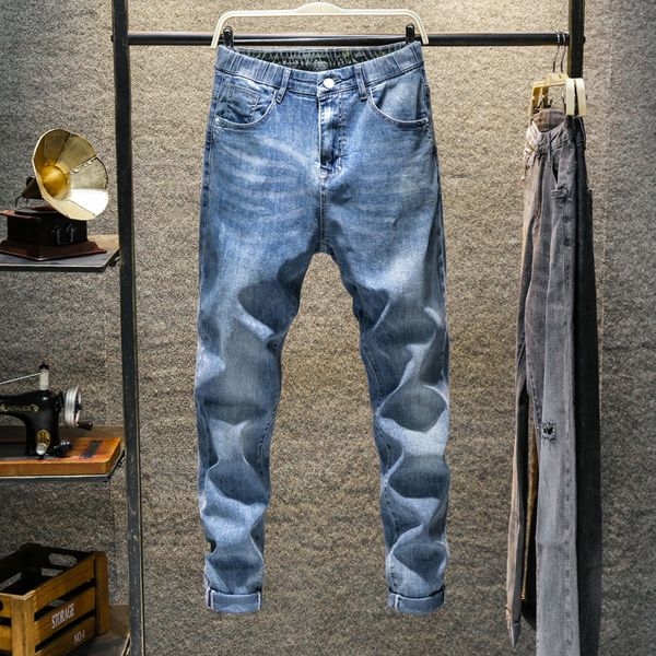 men's jeans spring fashion men washed denim bleached scratched full length solid color casual cowboy harem pants wild, Blue
men's jeans spring fashion men washed denim bleached scratched full length solid color casual cowboy harem pants wild, Blue
