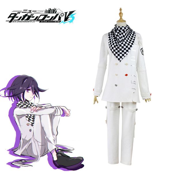 new 2020 anime danganronpa v3 ouma kokichi cosplay costume japanese game school white uniform suit outf costume with scraf wig, Black
new 2020 anime danganronpa v3 ouma kokichi cosplay costume japanese game school white uniform suit outf costume with scraf wig, Black