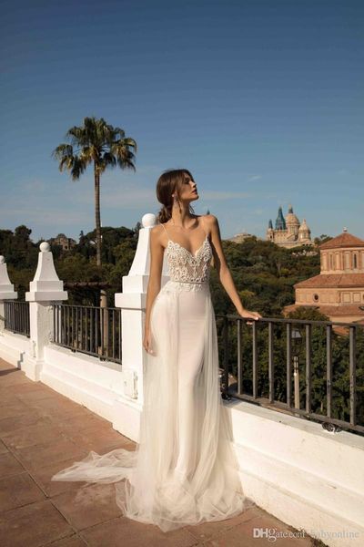 elegant white backless mermaid wedding dresses new boho spaghetti strap appliques with removable tulle skirt bridal gowns vestidos de novia
elegant white backless mermaid wedding dresses new boho spaghetti strap appliques with removable tulle skirt bridal gowns vestidos de novia